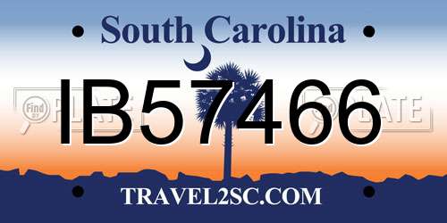 IB57466 South Carolina License Plate