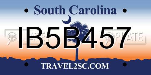 IB5B457 South Carolina License Plate