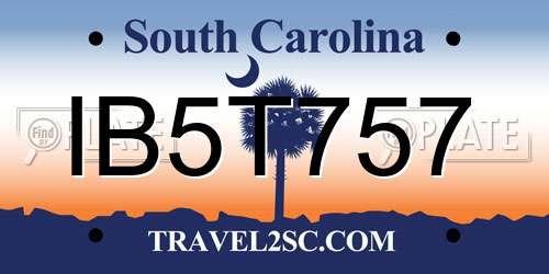 IB5T757 South Carolina License Plate