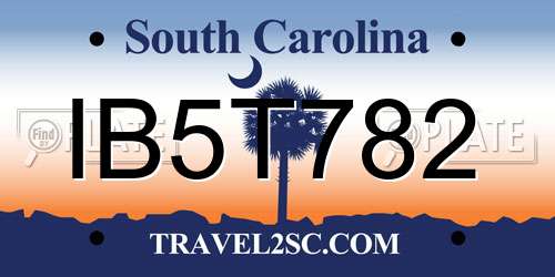 IB5T782 South Carolina License Plate