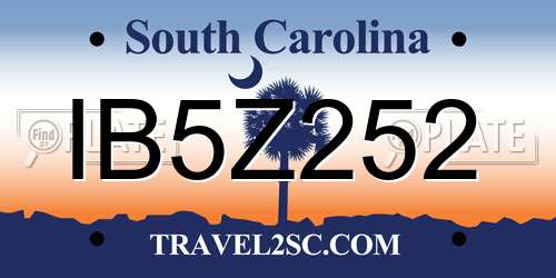 IB5Z252 South Carolina License Plate