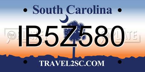 IB5Z580 South Carolina License Plate