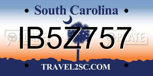 IB5Z757 South Carolina License Plate