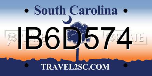 IB6D574 South Carolina License Plate