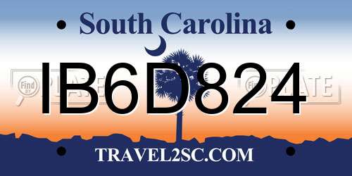 IB6D824 South Carolina License Plate