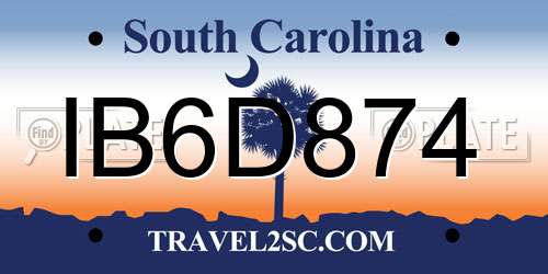 IB6D874 South Carolina License Plate