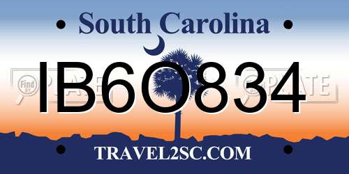 IB6O834 South Carolina License Plate