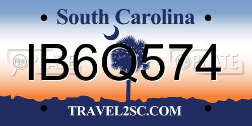 IB6Q574 South Carolina License Plate