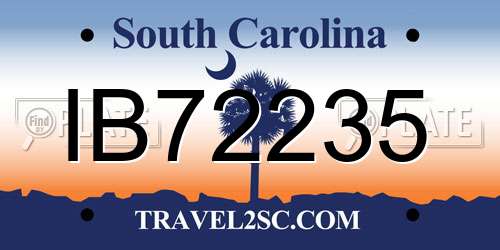 IB72235 South Carolina License Plate