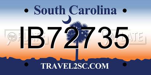 IB72735 South Carolina License Plate