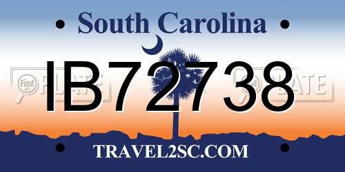 IB72738 South Carolina License Plate