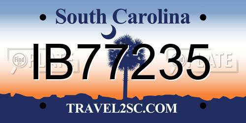 IB77235 South Carolina License Plate