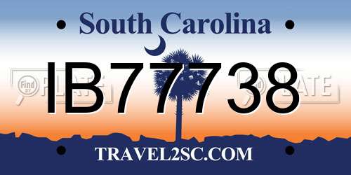 IB77738 South Carolina License Plate