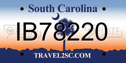 IB78220 South Carolina License Plate