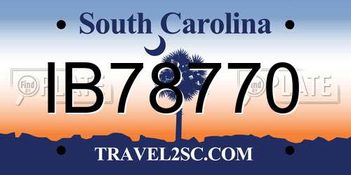 IB78770 South Carolina License Plate