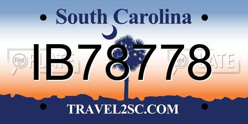 IB78778 South Carolina License Plate