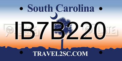 IB7B220 South Carolina License Plate