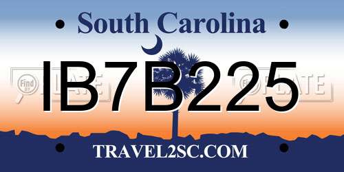 IB7B225 South Carolina License Plate