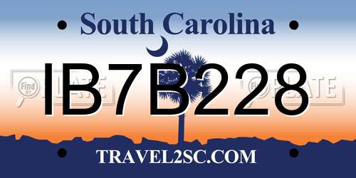 IB7B228 South Carolina License Plate