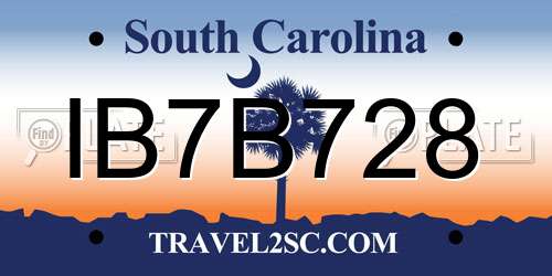 IB7B728 South Carolina License Plate