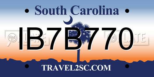 IB7B770 South Carolina License Plate
