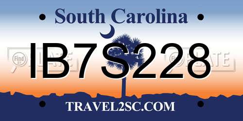 IB7S228 South Carolina License Plate