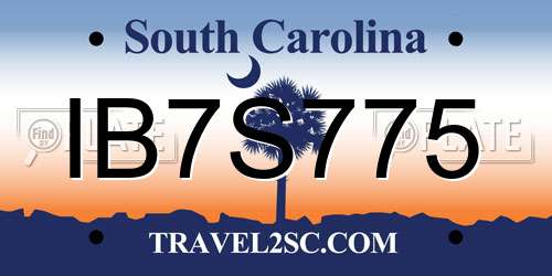 IB7S775 South Carolina License Plate