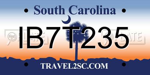 IB7T235 South Carolina License Plate