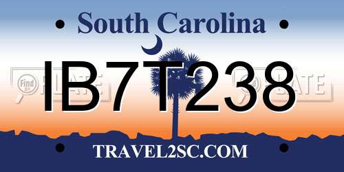 IB7T238 South Carolina License Plate
