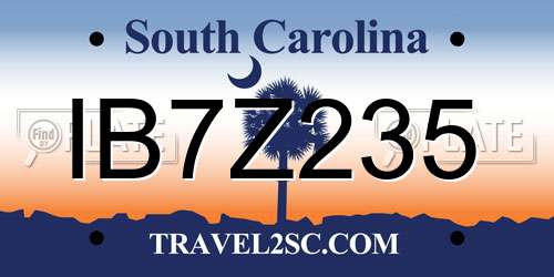 IB7Z235 South Carolina License Plate