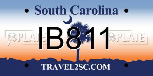 IB811 South Carolina License Plate