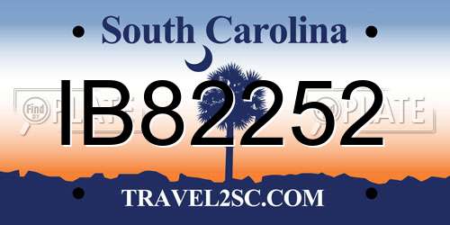 IB82252 South Carolina License Plate