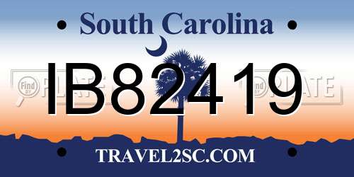 IB82419 South Carolina License Plate