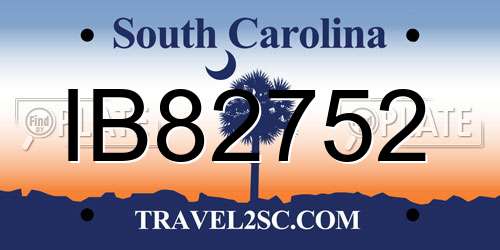 IB82752 South Carolina License Plate