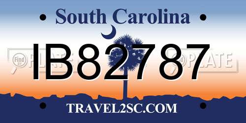 IB82787 South Carolina License Plate