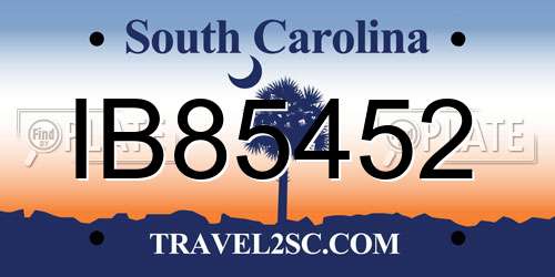 IB85452 South Carolina License Plate