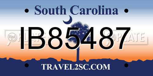 IB85487 South Carolina License Plate