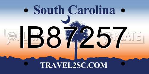 IB87257 South Carolina License Plate