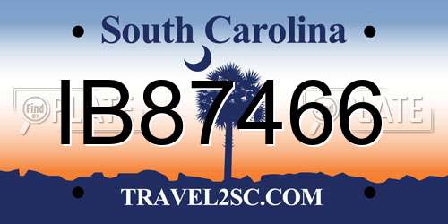 IB87466 South Carolina License Plate