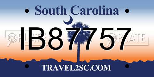 IB87757 South Carolina License Plate