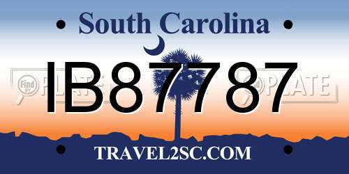 IB87787 South Carolina License Plate