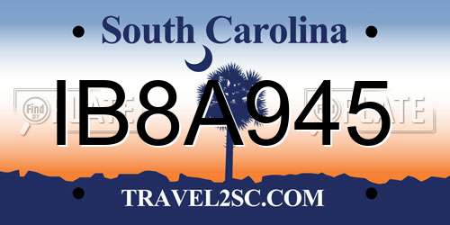 IB8A945 South Carolina License Plate