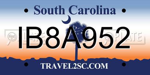 IB8A952 South Carolina License Plate