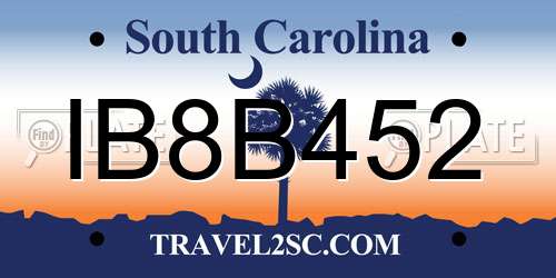 IB8B452 South Carolina License Plate