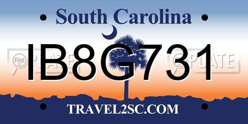 IB8G731 South Carolina License Plate