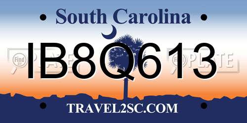 IB8Q613 South Carolina License Plate