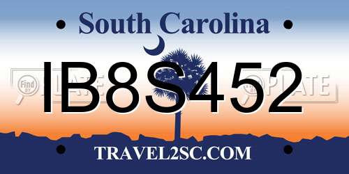 IB8S452 South Carolina License Plate