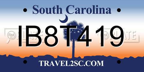 IB8T419 South Carolina License Plate