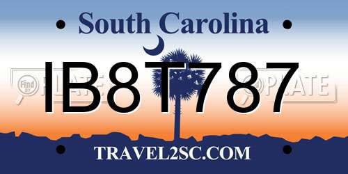 IB8T787 South Carolina License Plate