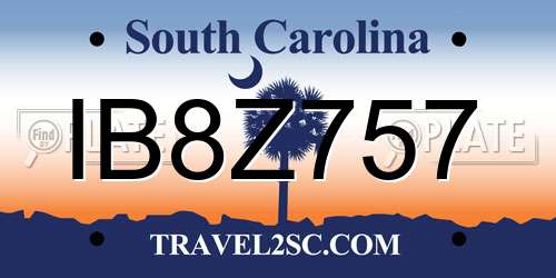 IB8Z757 South Carolina License Plate